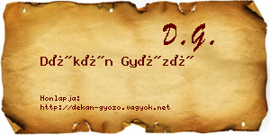 Dékán Győző névjegykártya
